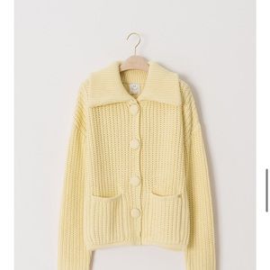 Spring thick knitted light yellow cardigan(new but washed )never worn
